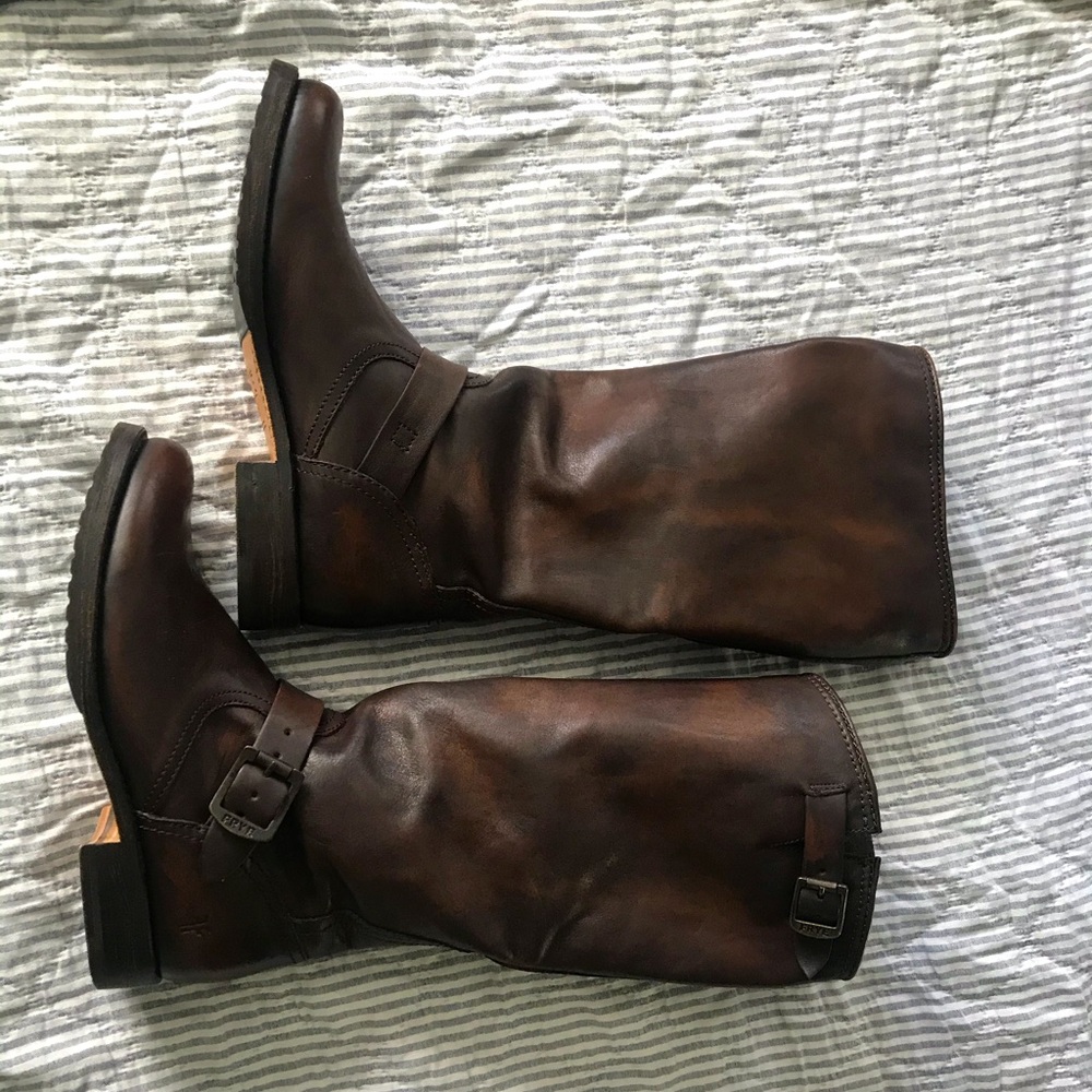 Frye brown leather tall boots 8.5